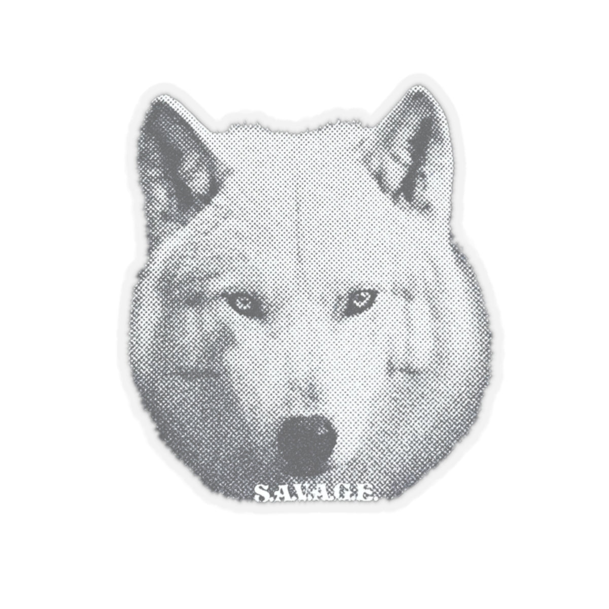 White Big Face Wolf Sticker