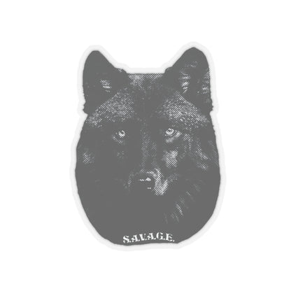 Black Big Face Wolf Sticker