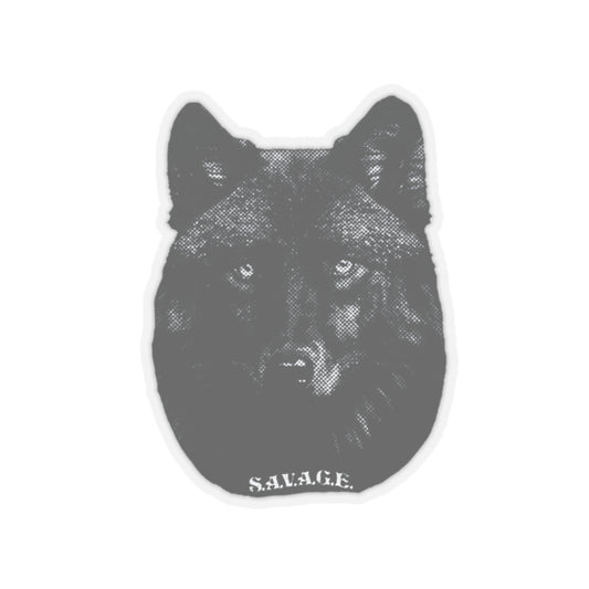 Black Big Face Wolf Sticker